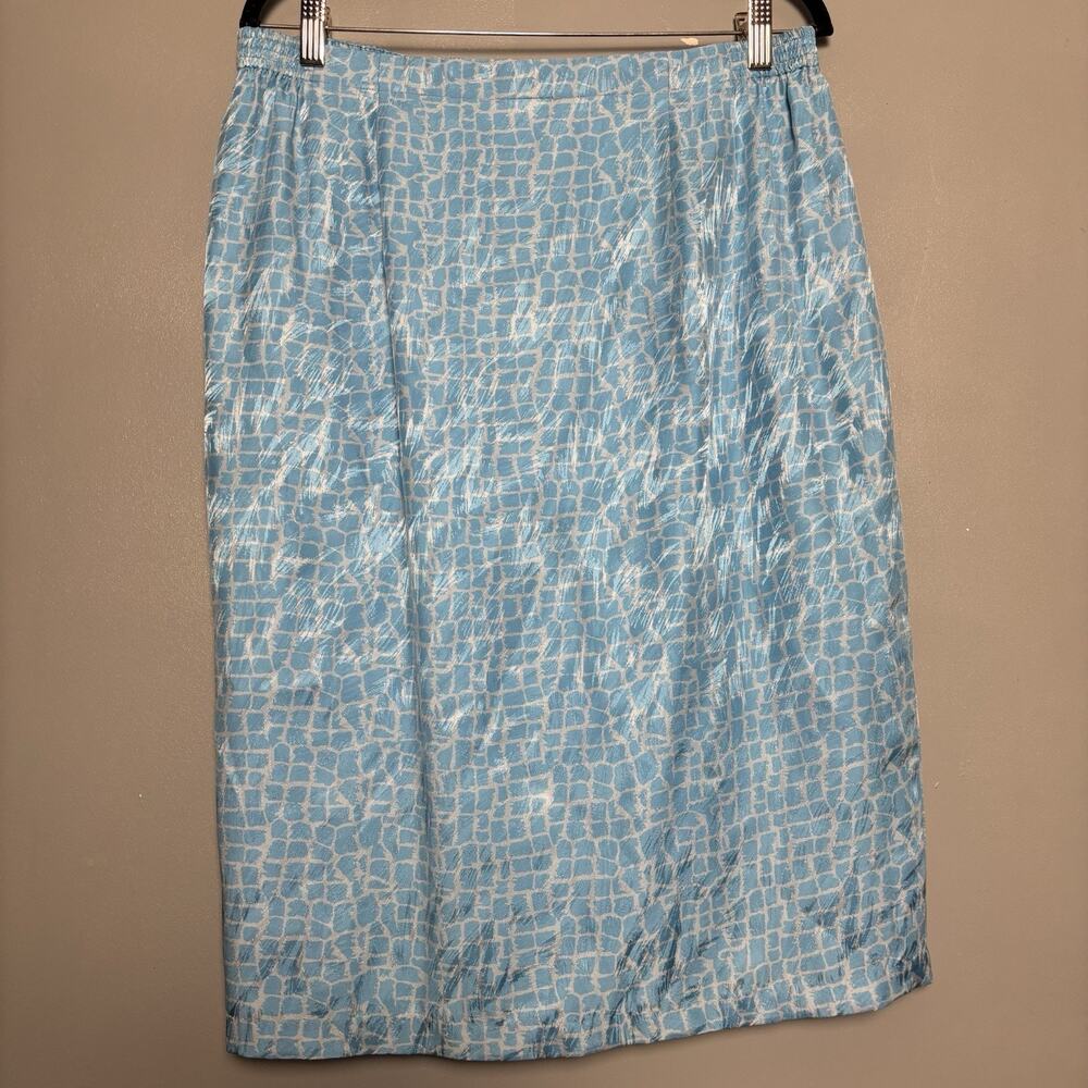 Vintage Y2K Anne Crimmins For Uni Collection 100% Silk Blue Skirt 16 Plus